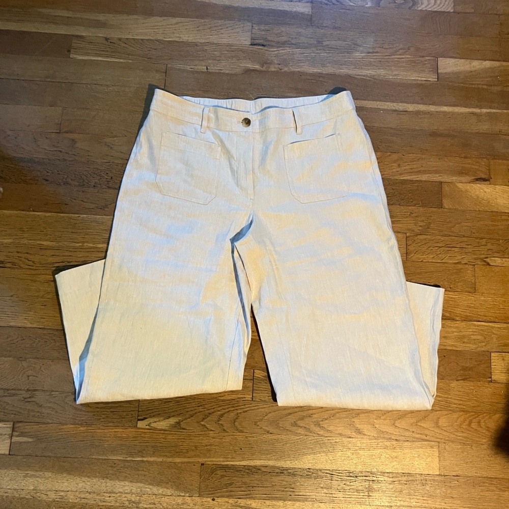 J. Jill Women's Cream Linen Pants